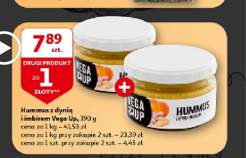Hummus z dynią i imbirem Vega up promocja