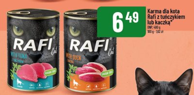 Karma dla kota Rafi z tuńczykiem lub kaczką promocja w POLOmarket