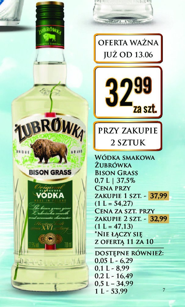 Wódka Żubrówka bison grass promocja w Dino