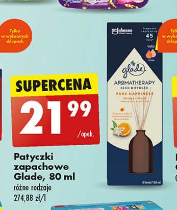 Pachnące patyczki orange + neroli Glade by brise aromatherapy promocja w Biedronka