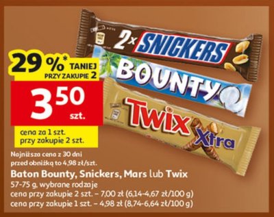Baton Bounty, Snickers, Mars lub Twix promocja w Auchan