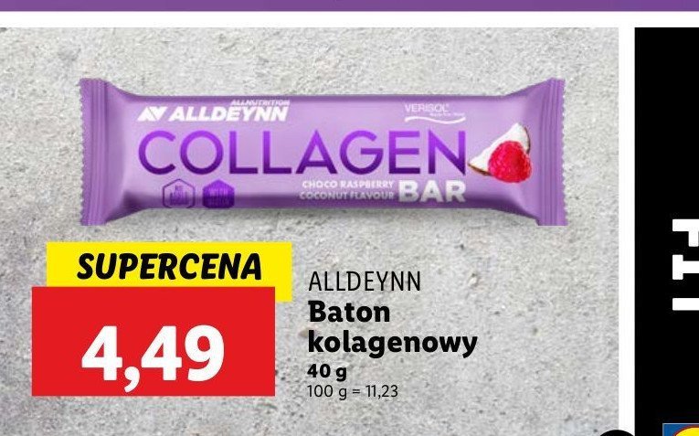 Baton kolagenowy czekolada-malina-kokos Alldeynn promocja