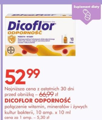 DICOFLOR ODPORNOŚĆ połączenie witamin, minerałów i żywych kultur bakterii promocja w Super-Pharm