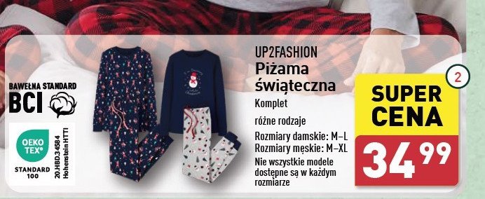 Piżama świąteczna m-xl Up2fashion promocja w Aldi