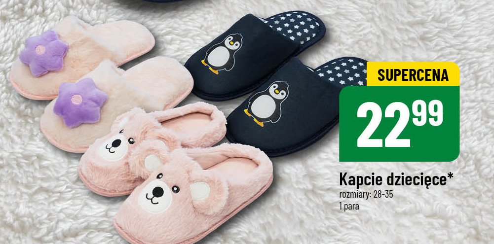 Kapcie dziecięce rozm. 28-35 promocja w POLOmarket