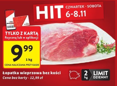Łopatka wieprzowa bez kości promocja w Intermarche