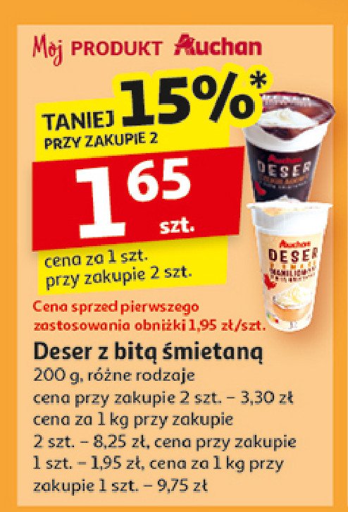 Deser czekoladowy z bitą śmietaną Auchan promocja w Auchan