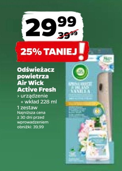 Odświeżacz powietrza oceaniczny powiew i rajska wanilia Air wick active fresh promocja