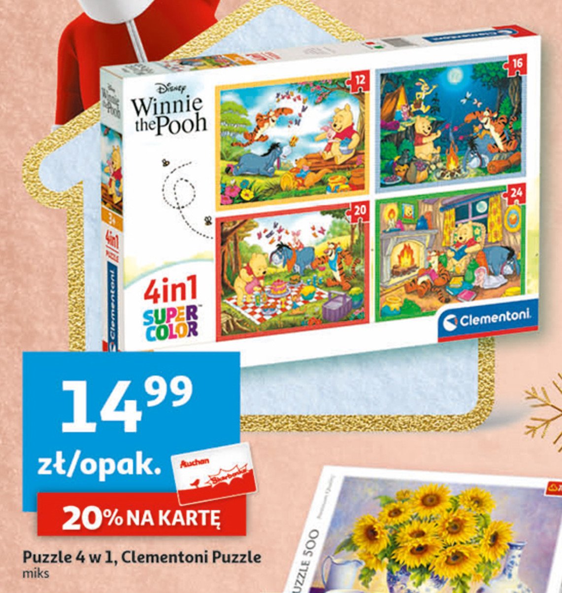 Puzzle 4w1 kubu艣 puchatek Clementoni promocja