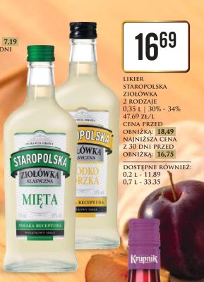 Likier Staropolska Ziołówka 2 rodzaje promocja w Dino