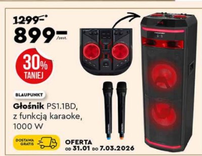Głośnik PS1.1BD z funkcją karaoke 1000 W promocja w Biedronka