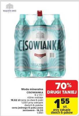 Woda mineralna CISOWIANKA niegazowana promocja w Carrefour Market
