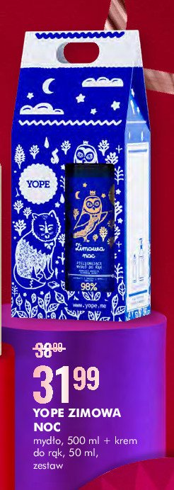 Zestaw w pudełku zimowa noc: mydło do rąk 500 ml + krem do rąk 50 ml Yope zestaw promocja