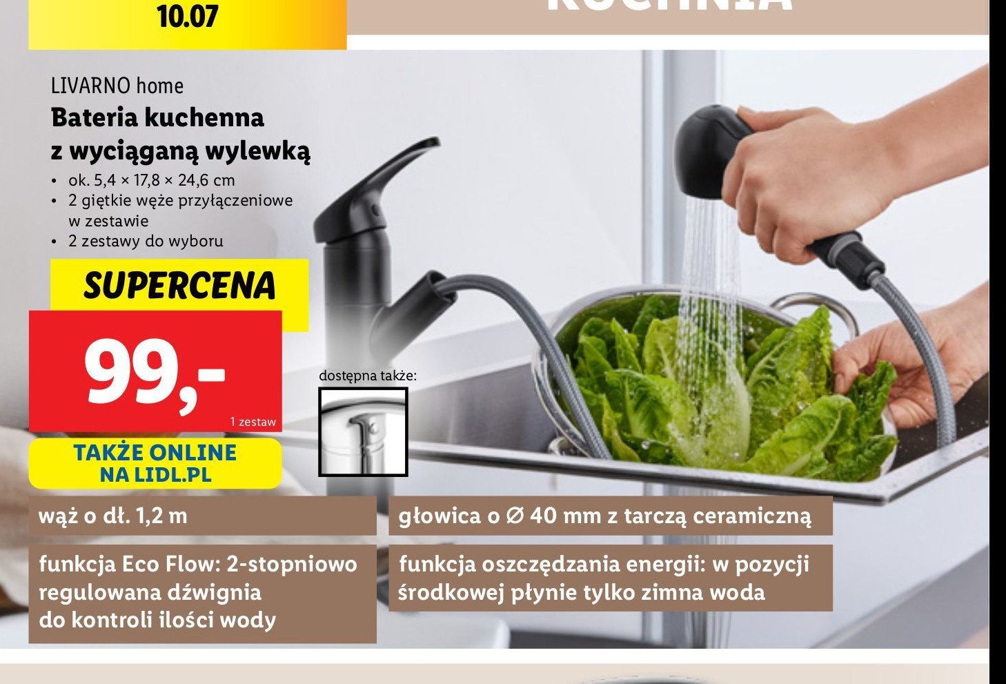 Bateria kuchenna z wyjmowaną wylewką LIVARNO HOME promocja w Lidl