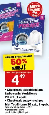 Chusteczki przywracające biel You&Home 20 szt. 1 opak. promocja w Twój Market