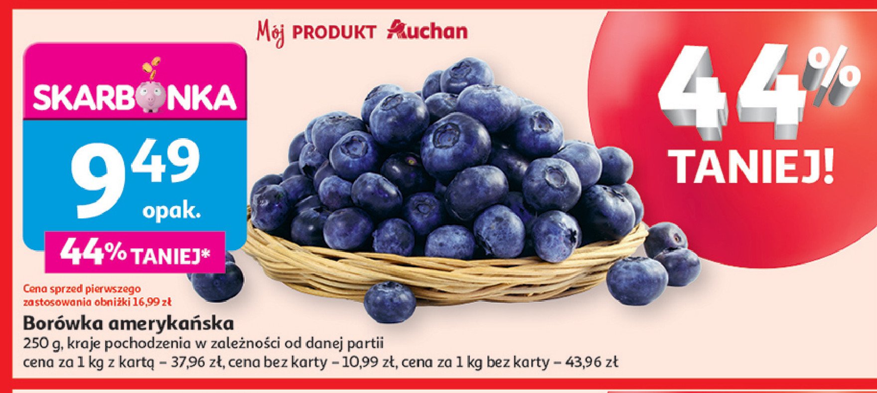Borówka amerykańska Auchan różnorodne (logo czerwone) promocja