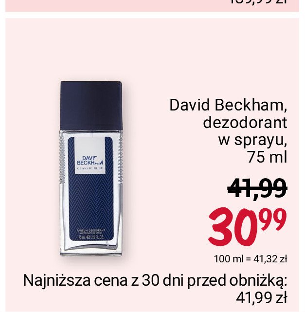 Dezodorant David beckham classic blue promocja