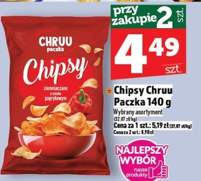 Chipsy Chruu Paczka 140 g promocja w TOPAZ