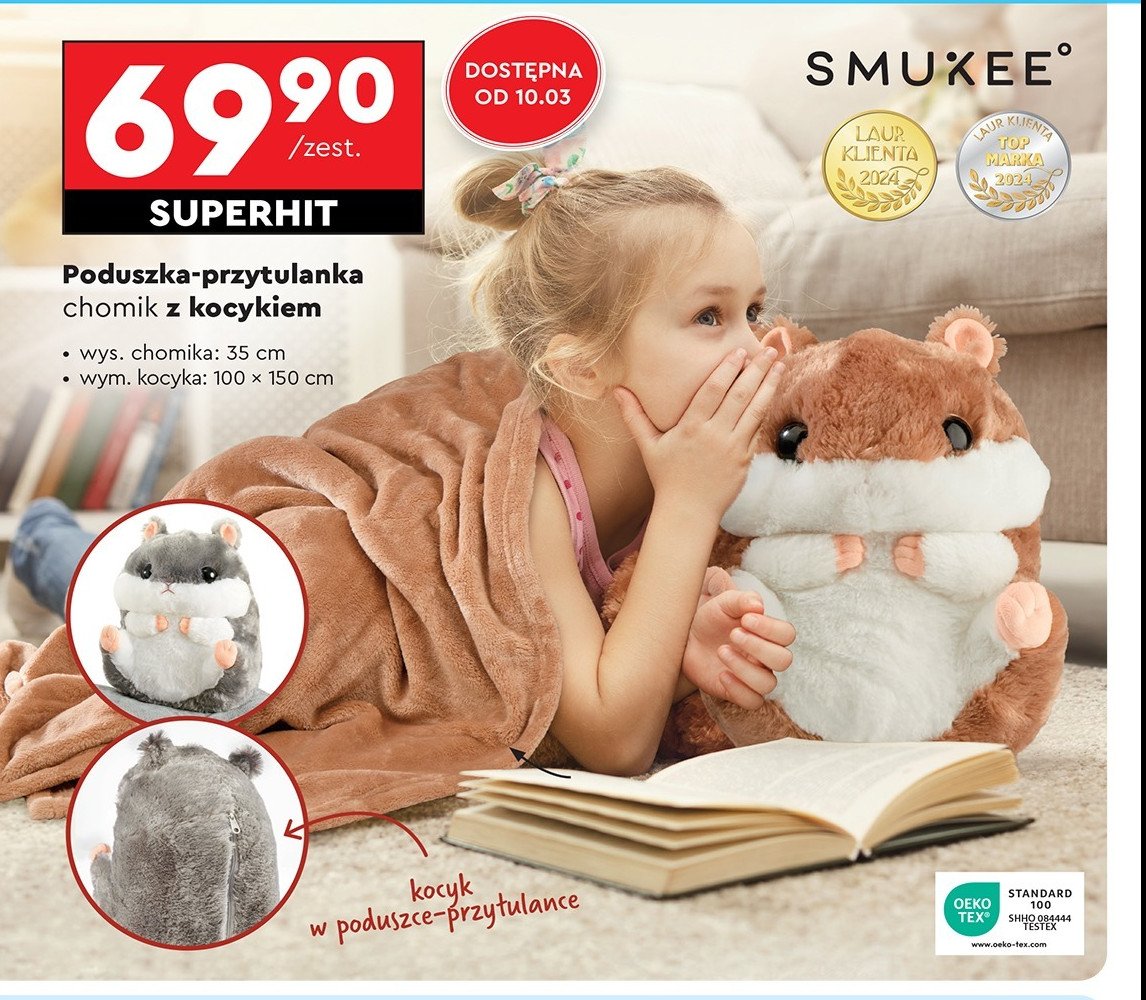 Koc chomik 100 x 150 cm Smukee kids promocja w Biedronka