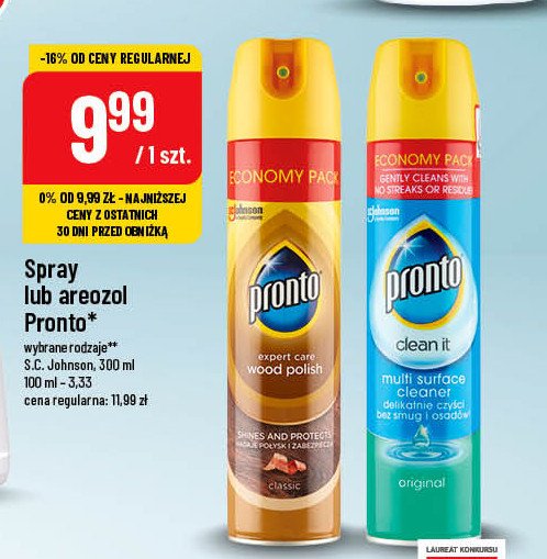 Spray do mebli classic Pronto wood polish promocja