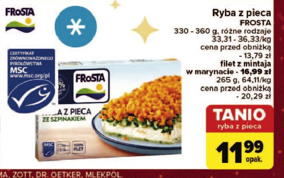 Ryba z pieca ze szpinakiem Frosta promocja