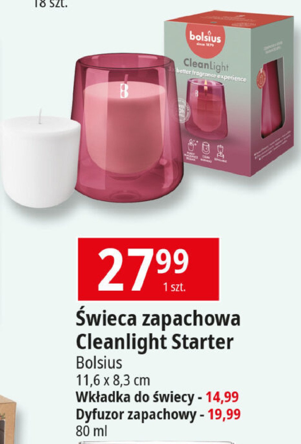 Świeca w szkle cleanlight Bolsius promocja