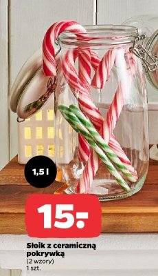Słoik z ceramiczną pokrywką 1,5 l 2 wzory promocja w Netto