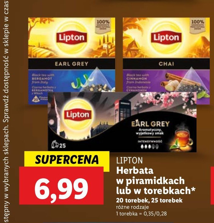 Herbata earl grey classic Lipton special collection promocja w Lidl