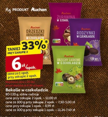 Bakalie w czekoladzie Auchan różne rodzaje promocja w Auchan