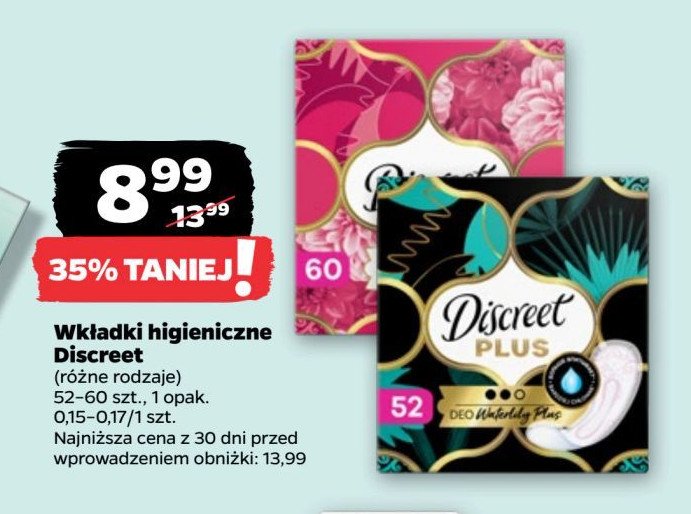 Wkładki deo waterlily plus Discreet zone plus promocja w Netto