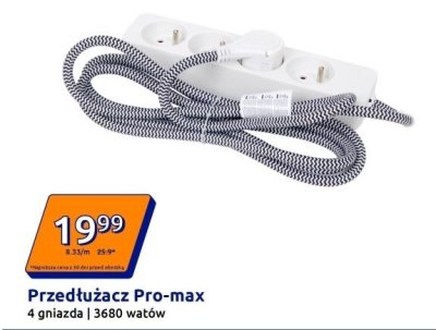 Przedłużacz na 4 gniazda 3680 watów promocja w Action