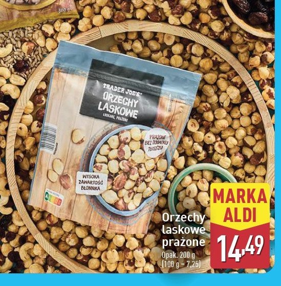 Orzechy laskowe prażone Trader joe's promocja w Aldi