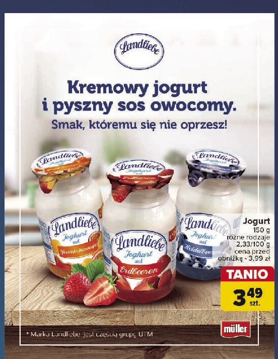 Jogurt z brzoskwinią i marakują Landliebe promocja