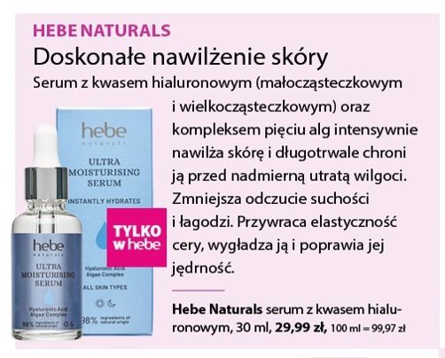 Serum z kwasem hialuronowym HEBE NATURALS promocja