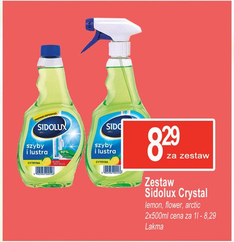 Płyn do szyb lemon + zapas Sidolux crystal promocja w Netto