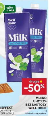 Mleko UHT 1,5% bez laktozy Well Done promocja w Stokrotka