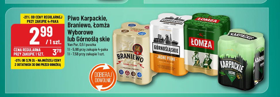 Piwo Braniewo jasne pełne promocja