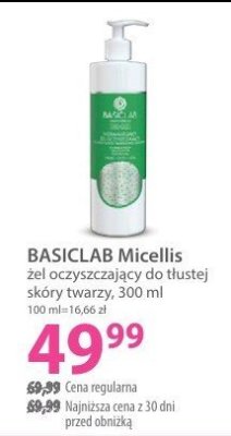 Żel BASICLAB Micellis do oczyszczania delikatnej skóry twarzy promocja w Hebe