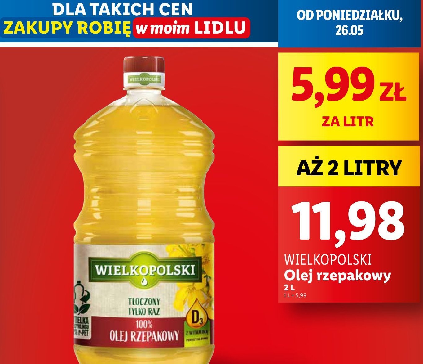 Olej Wielkopolski rzepakowy promocja w Lidl