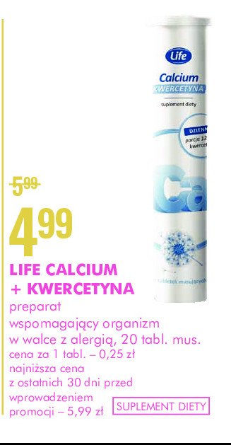 Calcium z kwercetyną Life (super-pharm) promocja