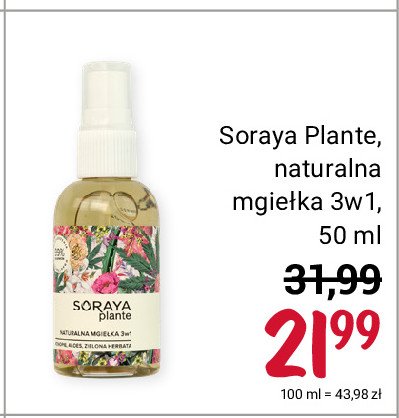 Naturalna mgiełka 3w1 aloes i zielona herbata Soraya plante promocja