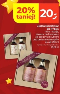 Zestaw kosmetyków Bio My Skin różne rodzaje (perfumowany żel pod prysznic 250 ml oraz perfumowane mydło do rąk 250 ml) promocja w Dealz