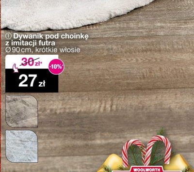 Dywanik pod choinkę imitacji futra, Ø90 cm, krótkie włosie promocja w Woolworth