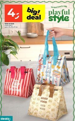 Torba na lunch różne wzory wym. 25 x 16 x 27 cm promocja w Dealz