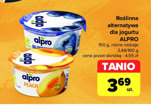 Jogurt sojowy brzoskwiniowy Alpro promocja w Carrefour