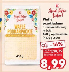 Wafle podkarpackie o smaku mlecznej krówki K-classic stąd takie dobre! promocja w Kaufland