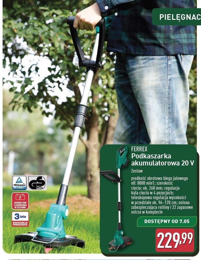 Podkaszarka do trawy 20v Ferrex promocja w Aldi