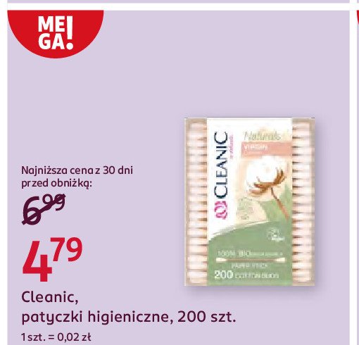 Patyczki higieniczne pudełko prostokątne Cleanic promocja w Rossmann