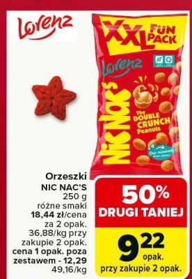 Orzeszki NIC NAC'S różne smaki promocja w Carrefour Market