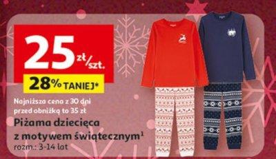 Piżama dziecięca z motywem świątecznym promocja w Auchan